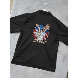Dragonfly Shirt Mens Medium Freedom To Ride Eagle Biker Snap Embroidered Eagle